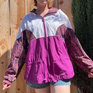 Vintage Head Women's Purple and White windbreaker